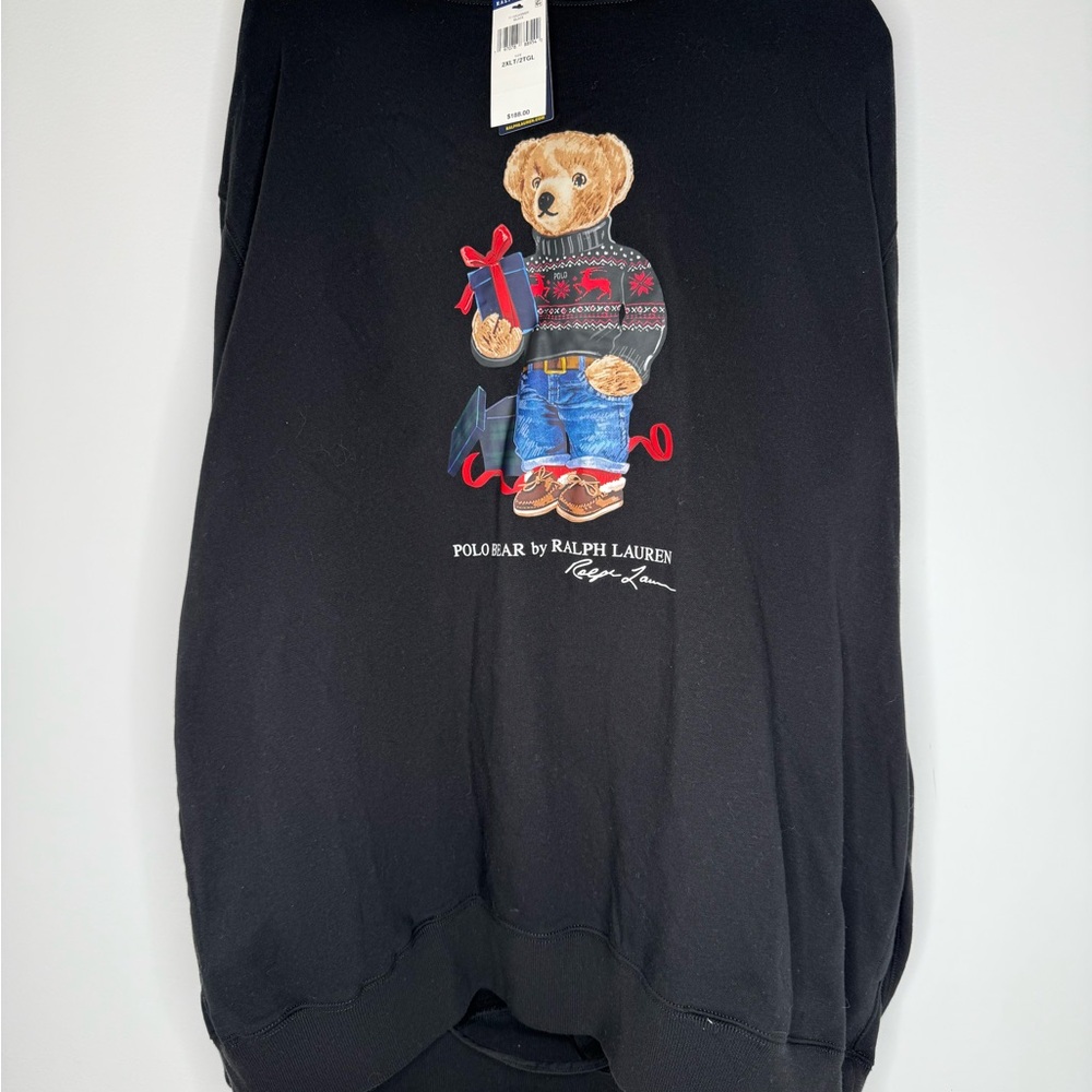 Ralph Lauren Big & Tall Holiday Polo Bear Black Hoodie